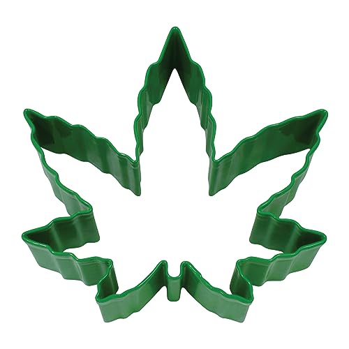 R&M Marijuana Leaf 4" Green Polyresin Coated Cookie Cutter