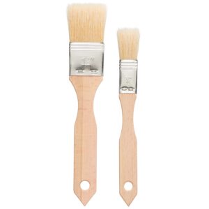 redecker pastry brushes set with untreated beechwood handles, 2 different sizes, multi-purpose brushes with natural boar bristles for basting, glazing and more, made in germany