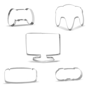 game cookie cutter set - 5 piece - stainless steel