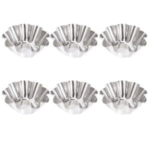 doitool baking cup cupcake liners 12pcs delicate stainless steel useful tart pans flower reusable cupcake muffin baking cup mold for kitchen(silver)