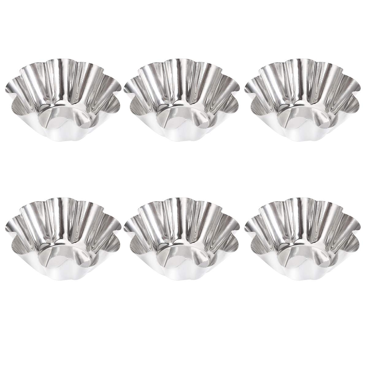 DOITOOL Baking Cup Cupcake Liners 12Pcs Delicate Stainless Steel Useful Tart Pans Flower Reusable Cupcake Muffin Baking Cup Mold for Kitchen(Silver)