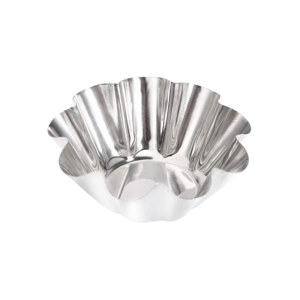 DOITOOL Baking Cup Cupcake Liners 12Pcs Delicate Stainless Steel Useful Tart Pans Flower Reusable Cupcake Muffin Baking Cup Mold for Kitchen(Silver)