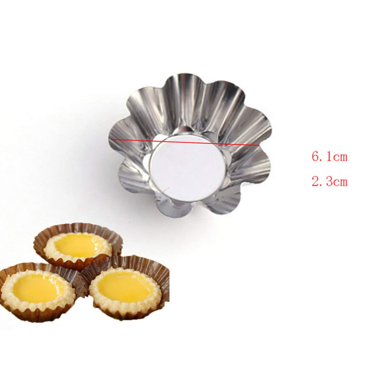 DOITOOL Baking Cup Cupcake Liners 12Pcs Delicate Stainless Steel Useful Tart Pans Flower Reusable Cupcake Muffin Baking Cup Mold for Kitchen(Silver)