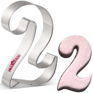 liliao number 2 cookie fondant biscuit cutter for birthday/anniversary/special day - 2.6 x 4 inches - stainless steel