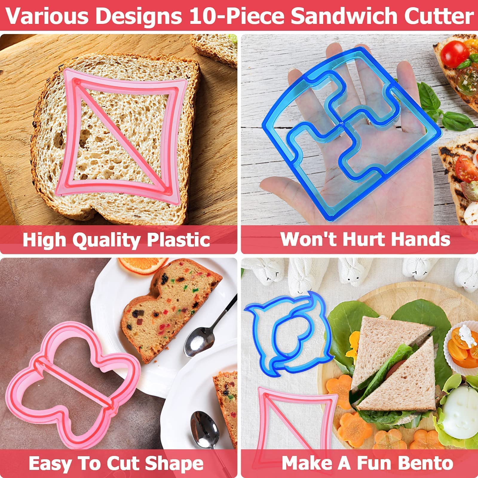 Sandwich Cutters for Kids, 32 PCS Sandwich Bread Cutters Set, Metal Cookie Cutter Set, Food Grade Pick Forks, Cookie Cutters Shapes, Christmas Star Mouse Vegetable Fruit Molds for Kids Bento Box Lunch