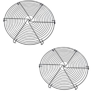 12-1/2 round cake cooling rack, stainless steel baking and steaming rack, used for air fryer pressure cooker (black 2 pieces)