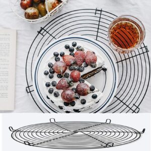 12-1/2 Round Cake Cooling Rack, Stainless Steel Baking And Steaming Rack, Used For Air Fryer Pressure Cooker (Black 2 Pieces)