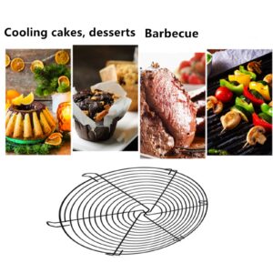 12-1/2 Round Cake Cooling Rack, Stainless Steel Baking And Steaming Rack, Used For Air Fryer Pressure Cooker (Black 2 Pieces)