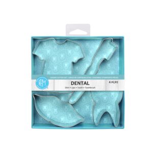 r&m international dental cookie cutters, scrub shirt, lips, tooth, toothbrush, 4-piece set