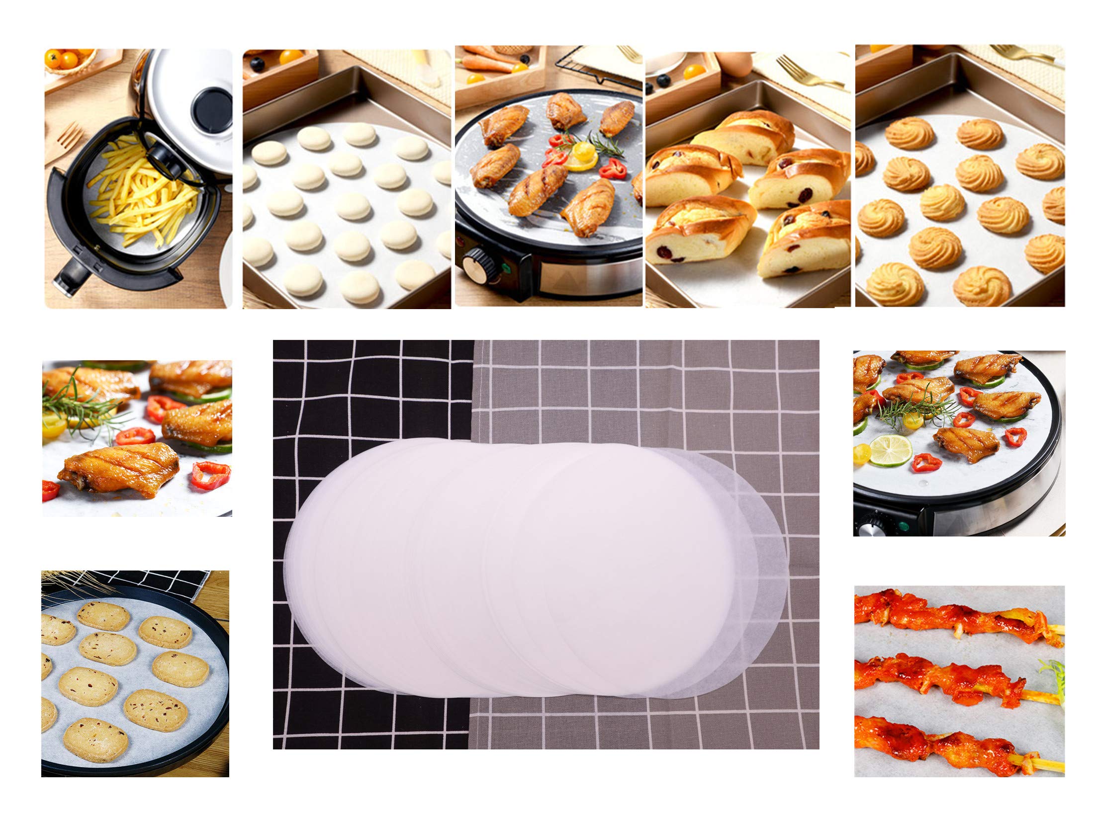 Parchment Rounds 200 Counts Precut Round Parchment Paper 10 Inch Baking Paper Liners for Oven, Air Fryer, Pans