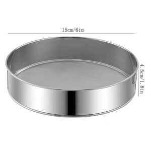 TONSNY 6" Small Flour Sifter Stainless Steel 18/8 Flour Sieve 60 Mesh Round Sifter for Baking Cake Bread（6"/60m Mesh/18/8 Steel)