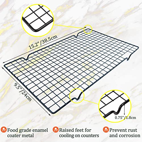 Set of 4 cooling racks for baking stacking, Heavy Duty Stainless Steel Oven Safe Tight-Wire Baking Rack, Nonstick Food wire cooling racks Roasting, Grilling-15.2”×9.5