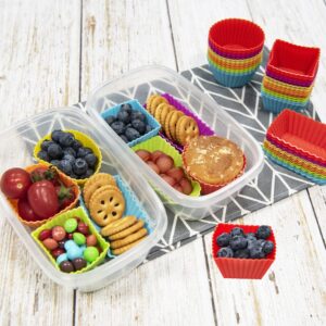 Reusable Cupcake Liners 36 Pcs Silicone Lunch Box Dividers, Non-Stick Food-Grade Silicone Muffin Cups, Bento Box Accessories for Kids