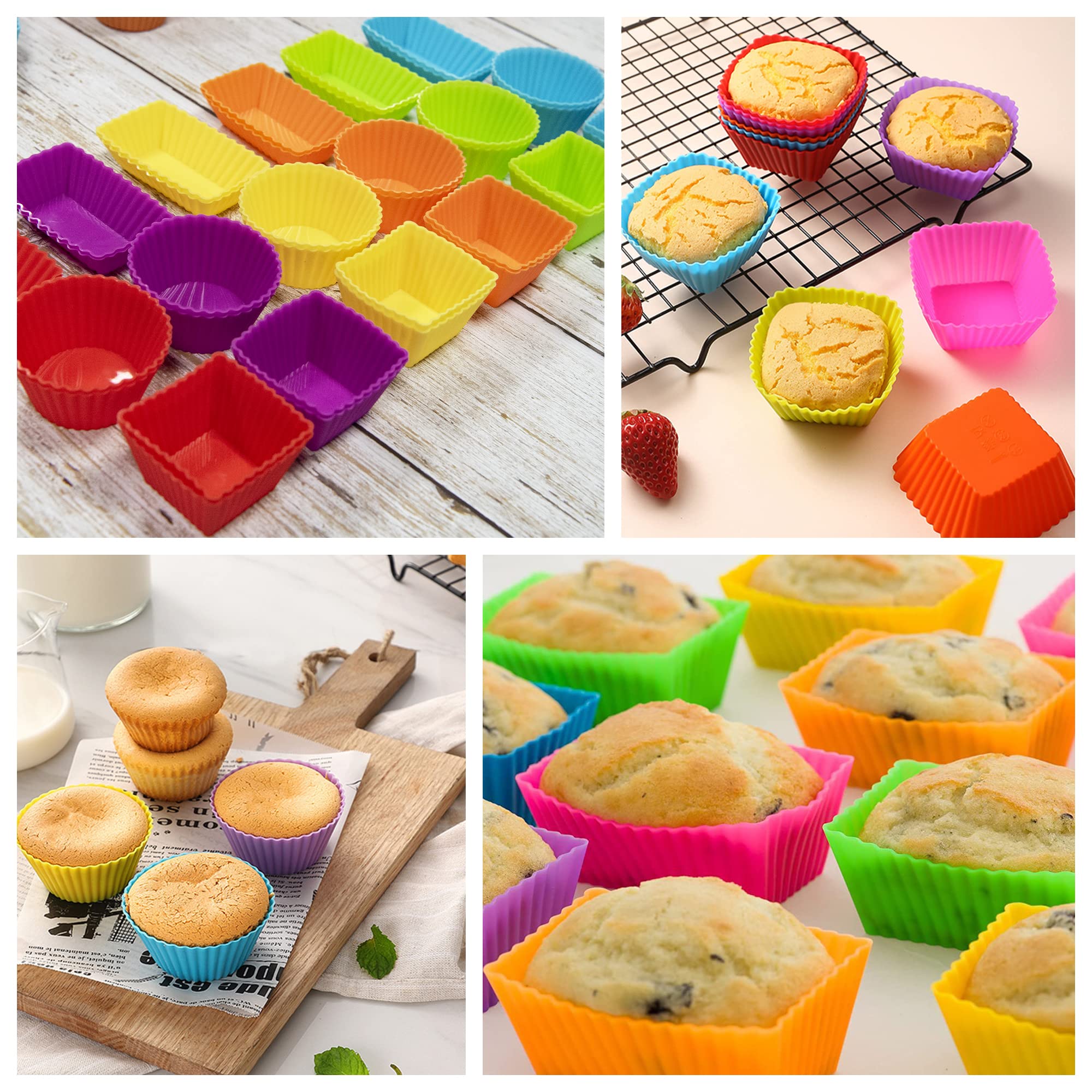 Reusable Cupcake Liners 36 Pcs Silicone Lunch Box Dividers, Non-Stick Food-Grade Silicone Muffin Cups, Bento Box Accessories for Kids