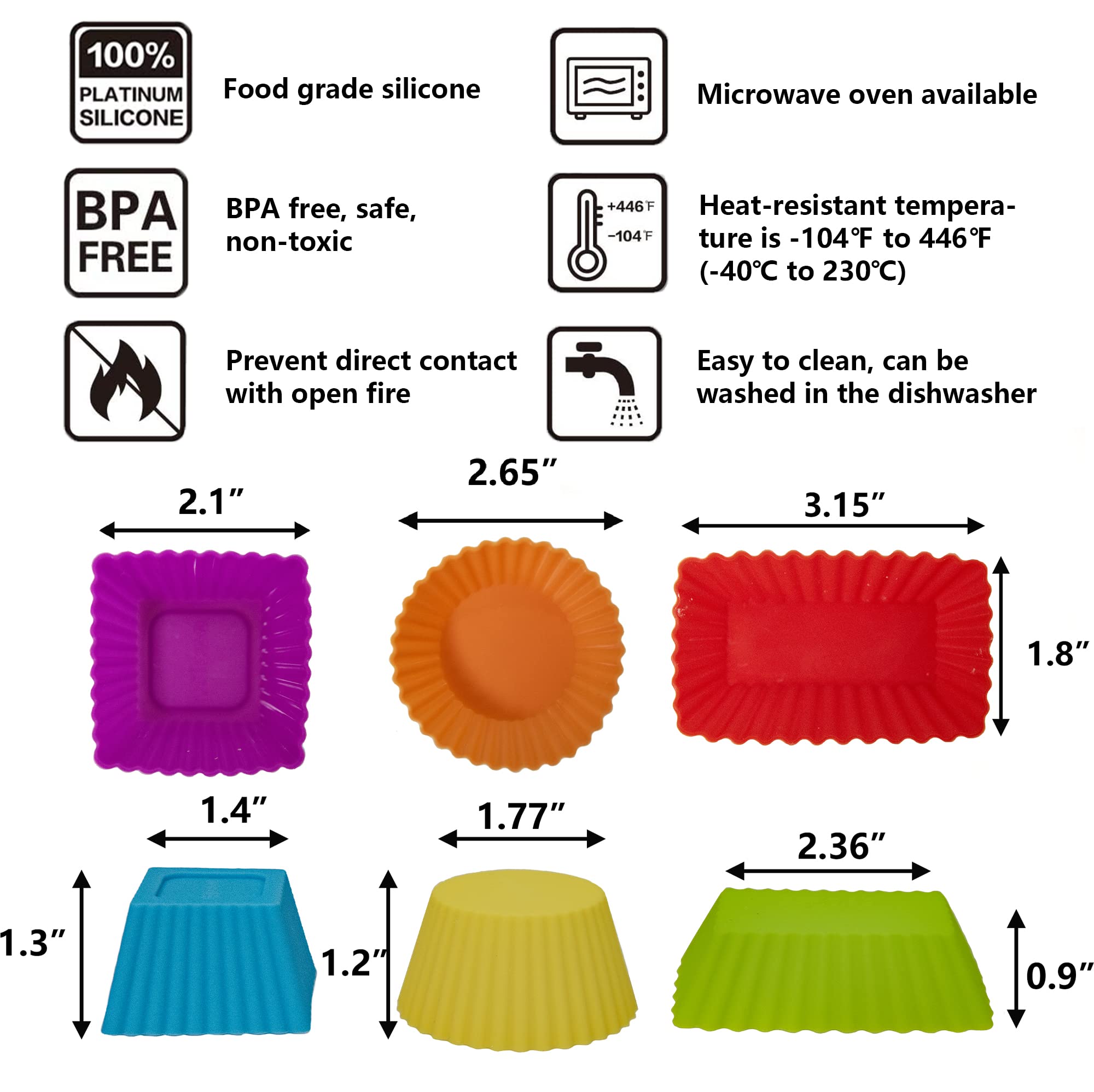 Reusable Cupcake Liners 36 Pcs Silicone Lunch Box Dividers, Non-Stick Food-Grade Silicone Muffin Cups, Bento Box Accessories for Kids