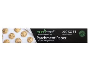 nutrichef 200 square foot parchment paper roll | heavy duty parchment paper roll for baking, easy to cut & non-stick cooking paper for cookies, air frying & grilling | length & width 160 ft. x 15 in