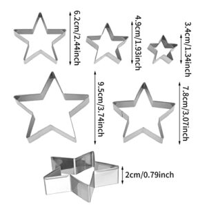 Prasacco 5 Pieces Star Cookie Cutters Set, Stainless Steel Five-Pointed Star Cutter Star Shaped Cookie Cutter Biscuit Molds Fondant Cake Cookie Cutter for Kids Chrismas Holiday Birthday Party