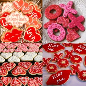 KAISHANE Valentine's Day Cookie Cutter Set-Lips, Double Heart, Heart, Letter X,Letter O-5 Pieces Wedding Valentine Day Fondant Pastry Baking Cookie Cutter Set.