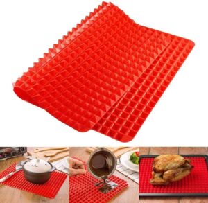 top pyramid pan | 16 x 11 inches large red pyramid / raised cone shaped healthy silicone mat for cooking, baking and roasting | superb non-stick food grade silicone | dishwasher safe series