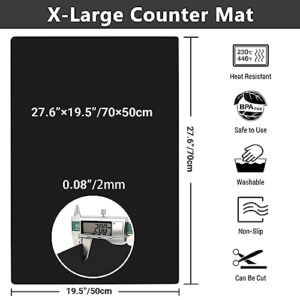 Ewen Silicone Mats for Kitchen Counter - 27.6"x19.5"x0.08" Thick Large Silicone Mat Heat Resistant Mat for Countertop, Set of 2 2MM Counter Top Protector Mat Air Fryer Mat Coffee Maker Mat Crafts Mat