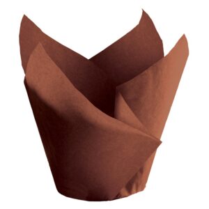 hoffmaster 611119 tulip cup cupcake wrapper/baking cup, 2-1/4" diameter x 4" height, large, chocolate (case of 1000)