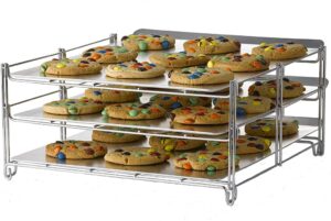 nifty 3-in-1 baking rack – nickel chrome plating, cooling & baking rack, multipurpose kitchen accessory, folds flat for easy storage, use for cookies, pizzas, baked goods