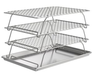 blackhoso 3-tier cooling rack with baking sheet for cookies cakes pies, baking jerky rack 304 stainless steel, oven & dishwasher safe