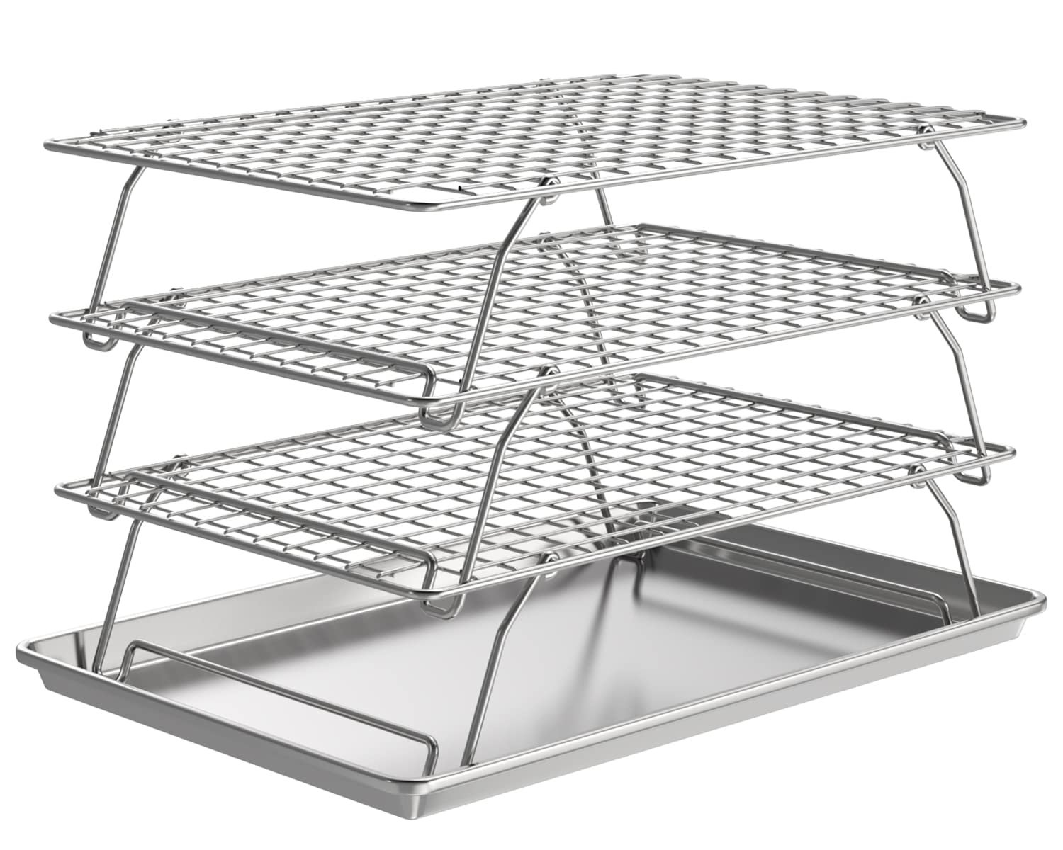 Blackhoso 3-Tier Cooling Rack with Baking Sheet for Cookies Cakes Pies, Baking Jerky Rack 304 Stainless Steel, Oven & Dishwasher Safe