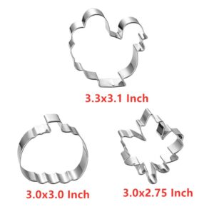 Fall Thanksgiving Cookie Cutters Set - 8 Pieces - Pumpkin, Football,Turkey, Maple Leaf, Oak Leaf,Squirrel,Candy Corn and Acorn- Stainless Steel