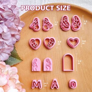 KEOKER Mom Heart Polymer Clay Cutters, Mothers Day Clay Earring Cutters, 22 Shapes Polymer Clay Cutters for Earrings, Mama Stamp Clay Cutters for Polymer Clay Jewelry