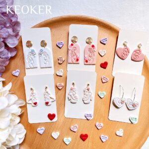 KEOKER Mom Heart Polymer Clay Cutters, Mothers Day Clay Earring Cutters, 22 Shapes Polymer Clay Cutters for Earrings, Mama Stamp Clay Cutters for Polymer Clay Jewelry
