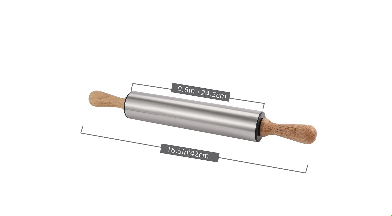 Rolling Pin with Wooden handle,9.6inch Stainless Steel Roller, rolling pins for baking,Which can be used to make Pizza, Pie Crust, Cookies, Pastry,sugar，Pasta and other dough.By Amber&Sean