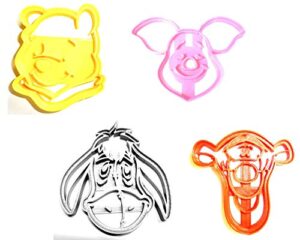winnie the pooh themed cartoon book tigger eeyore piglet set of 4 cookie cutters made in usa pr493