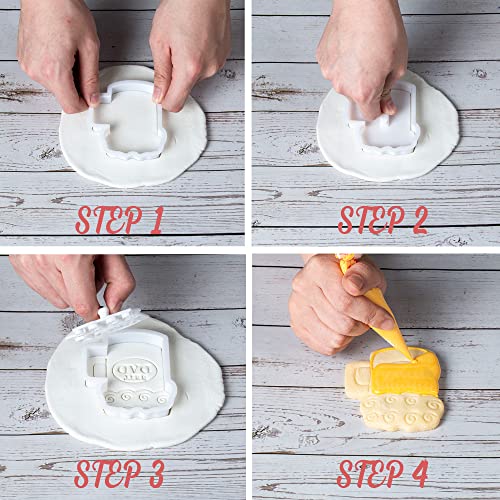 Flycalf Father Cookie Cutters with Plunger Stamps Hardware Love Dad Tools Letter Baking Detailed Kitchen Cake Decor Plastic 3.5" Cutter Molds Gifts
