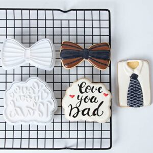 Flycalf Father Cookie Cutters with Plunger Stamps Hardware Love Dad Tools Letter Baking Detailed Kitchen Cake Decor Plastic 3.5" Cutter Molds Gifts