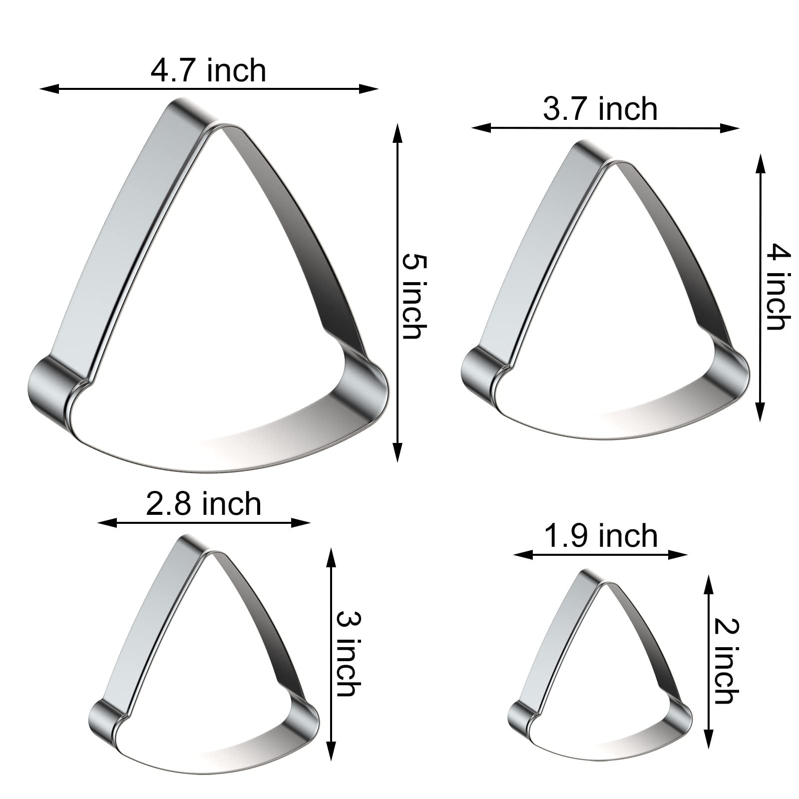 Pizza Slice Cookie Cutter Set Assorted Sizes - 5", 4", 3", 2" - 4 Piece Food Cookie Cutter - Stainless Steel