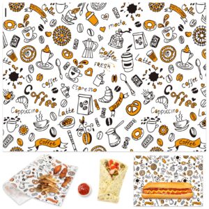 200pcs deli paper sheets 10" x 14", premium food basket liners, grease resistant wax paper sheets for food, sandwich wrapping paper for home, picnic, tray, wrap, burger and burrito