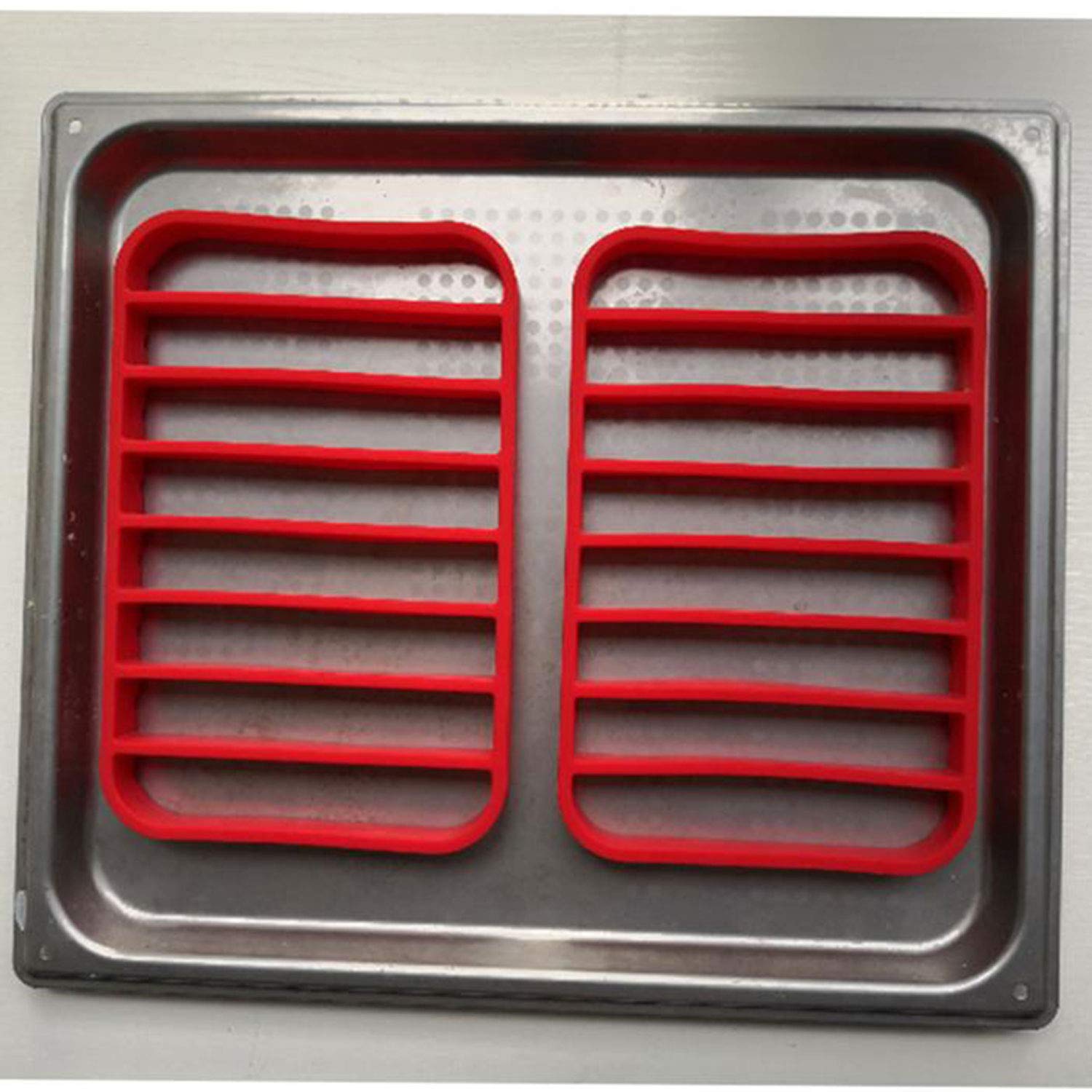 Fivebop 2 Pack Silicone Roasting Racks Non Stick Easy-Clean Cooling Rack for Cooking Baking Steaming (2pack-red)