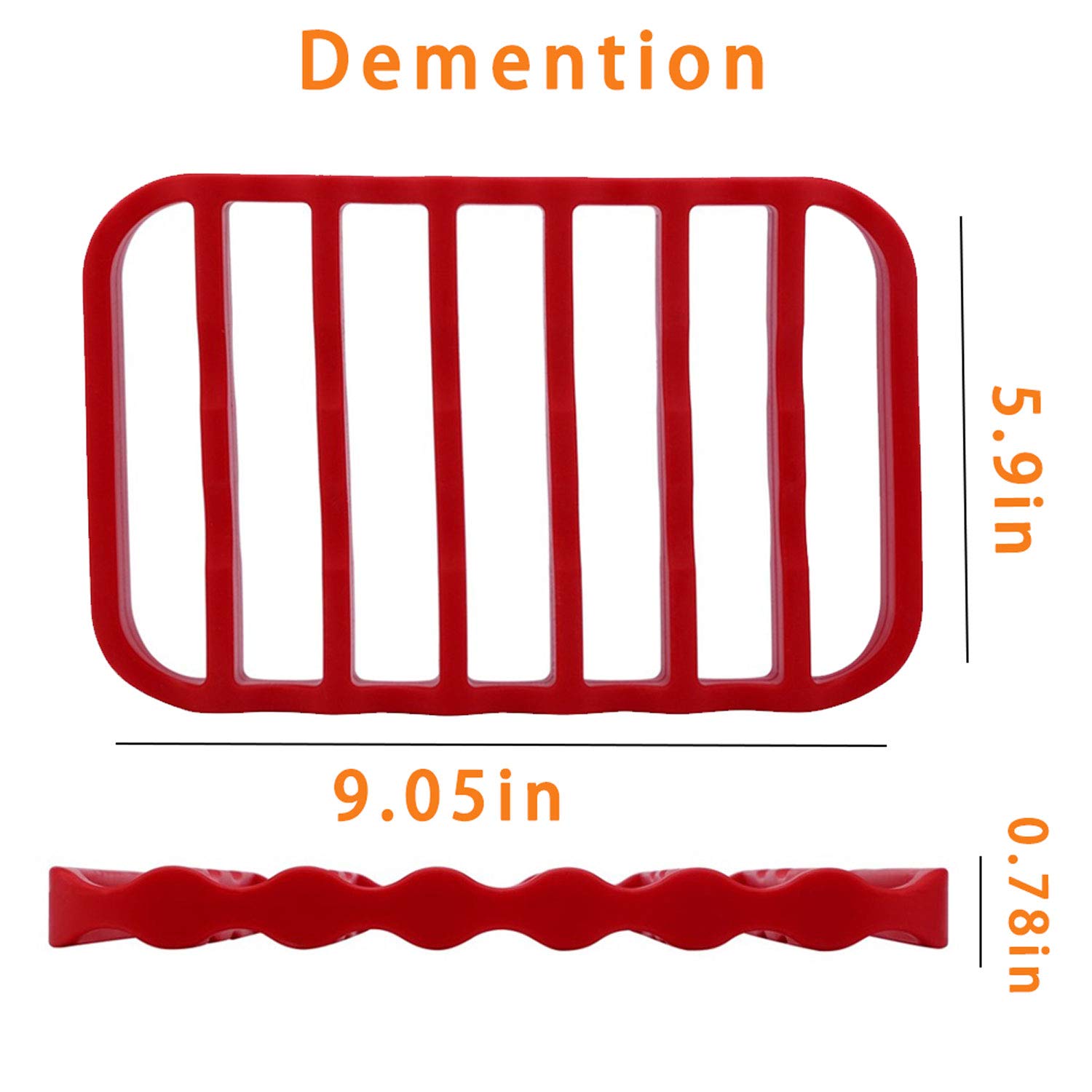 Fivebop 2 Pack Silicone Roasting Racks Non Stick Easy-Clean Cooling Rack for Cooking Baking Steaming (2pack-red)