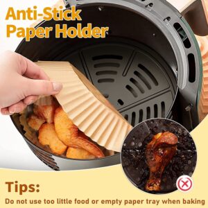 Air Fryer Liners - 100pcs Air Fryer liners Disposable | Heat Resistant, Oil-Proof & Water-proof Paper Parchment for Baking & Cooking | Food Grade Parchment for Air Fryer, Steamer, Microwave | 6.3”