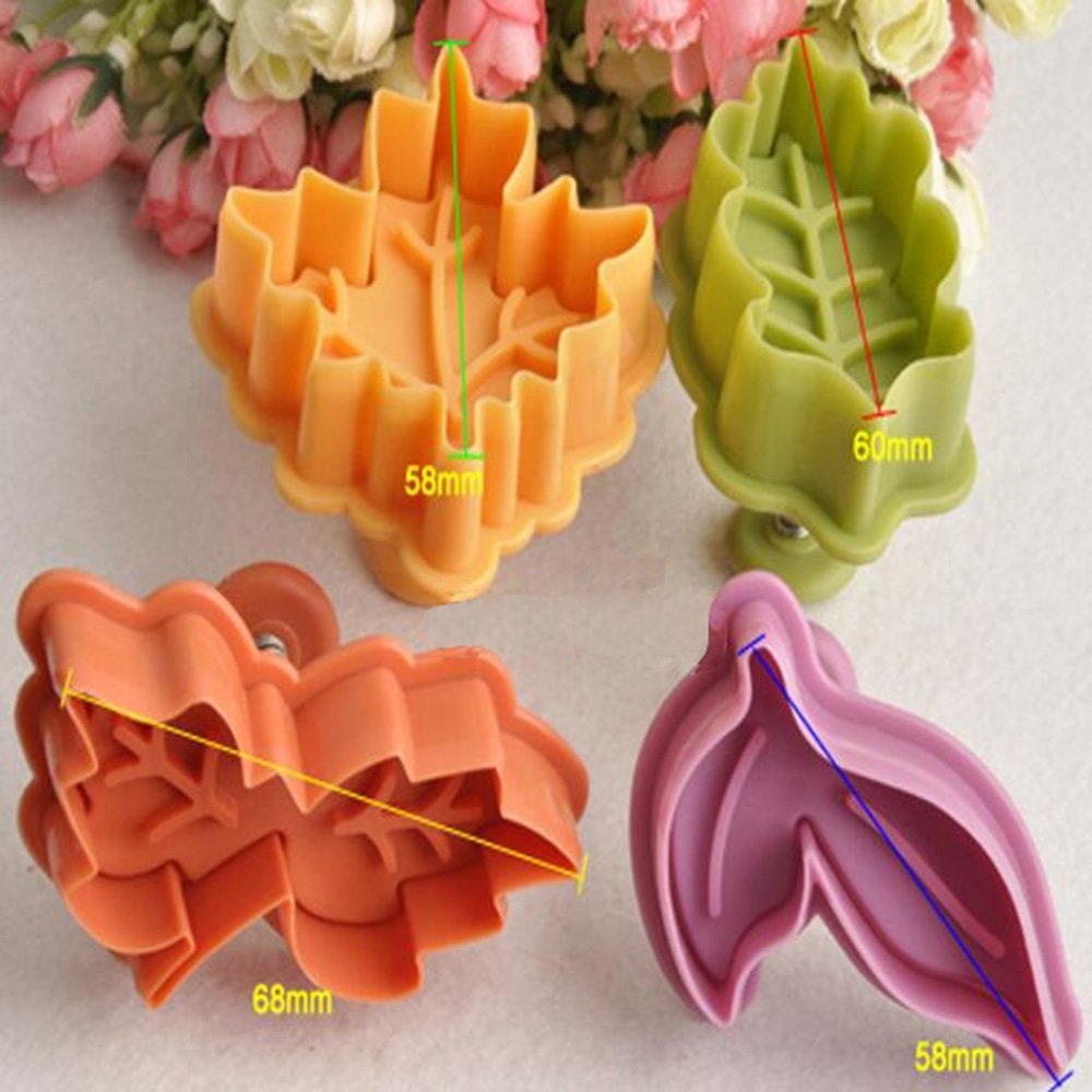 SPHTOEO A set of 4pcs leaf Leaves Set Plunger and Cutter