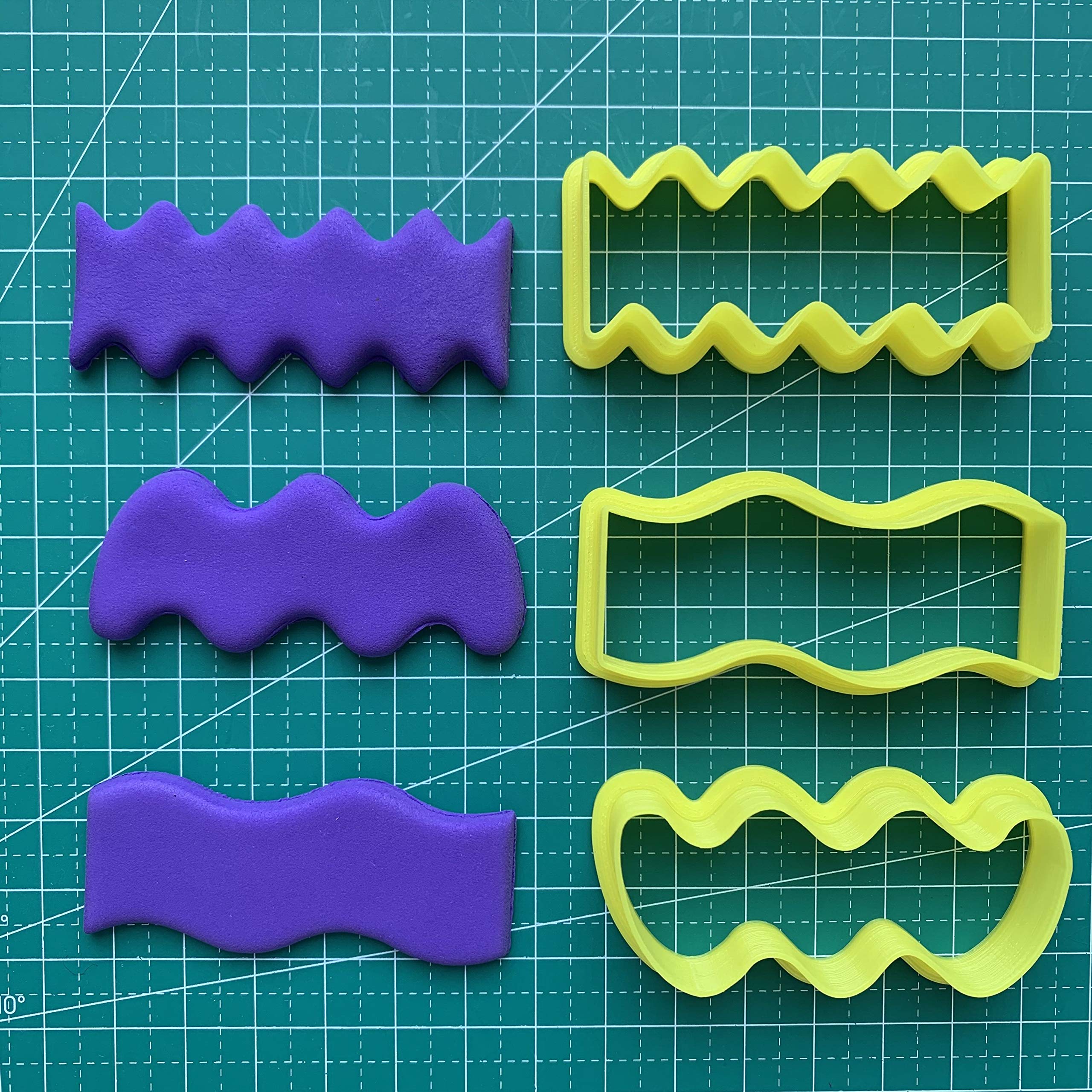 Set of 3 Wavy Rectangle Shape Cutters for Hair Clips Hair Barrettes