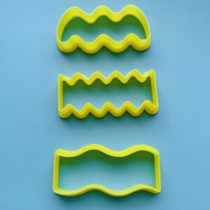 Set of 3 Wavy Rectangle Shape Cutters for Hair Clips Hair Barrettes