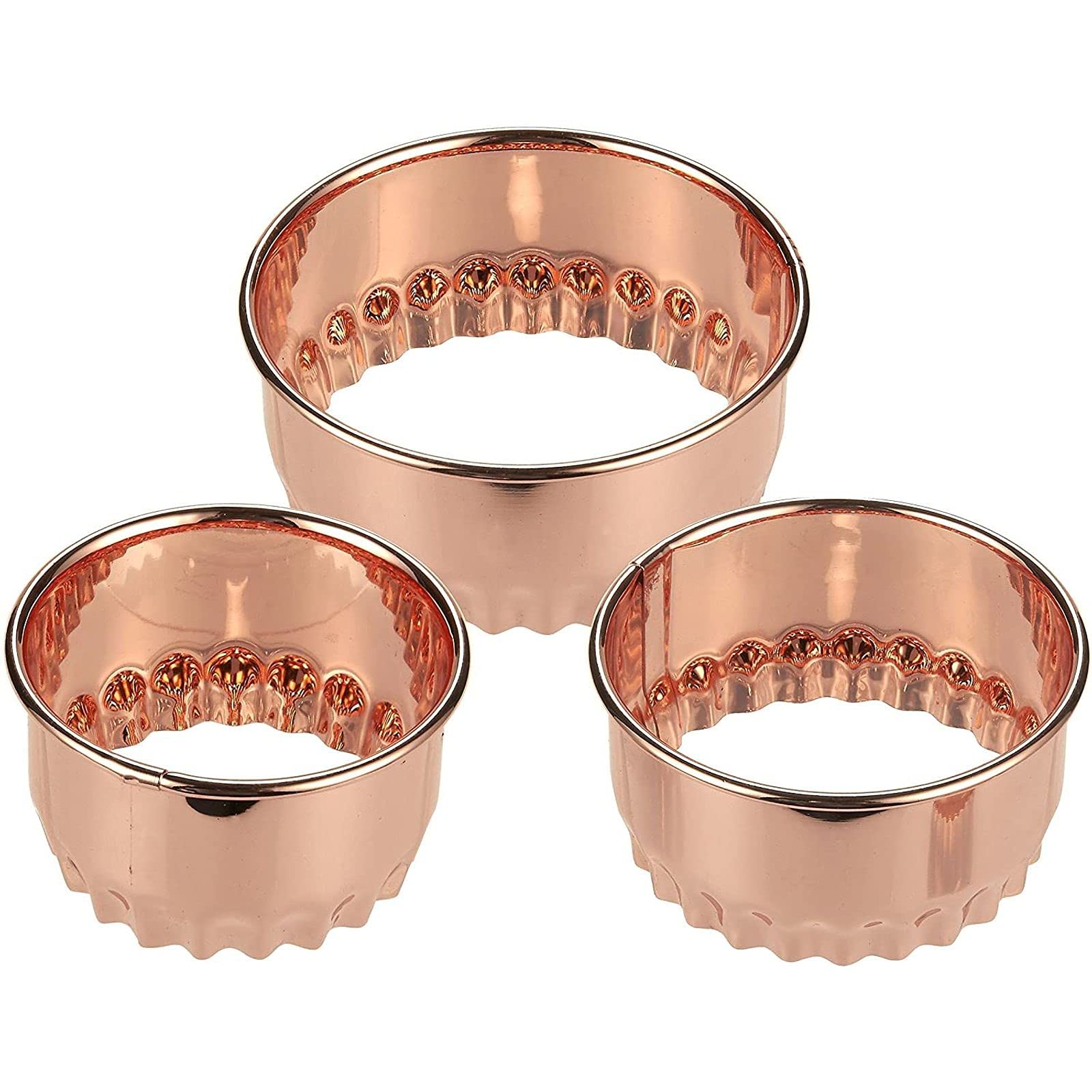 Two-Sided Copper Cookie Cutter Set for Pastries, Baking, Desserts (3 Pieces)