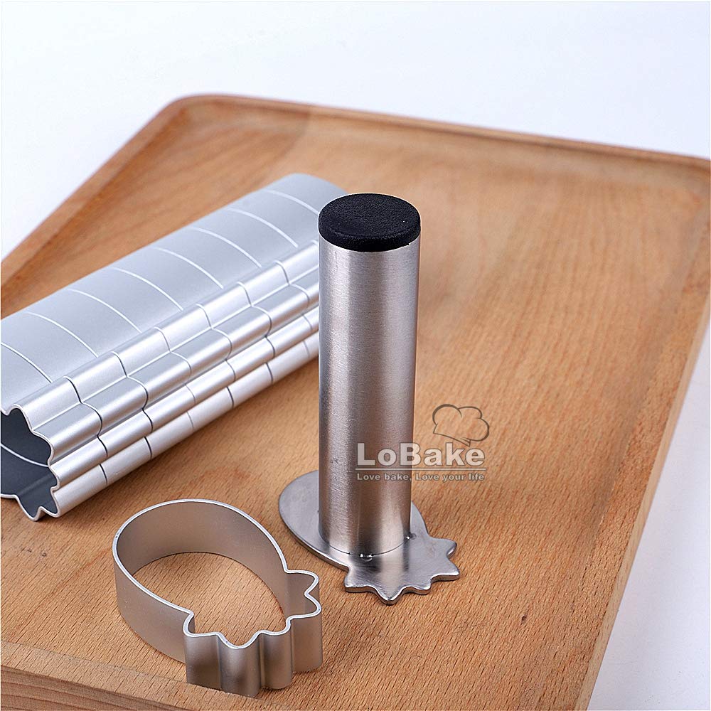 LoBake Pineapple shape Aluminium Press Cookie Cutter with Handle Stamp Metal Biscuit Mold Fondant Presser for Baking Set