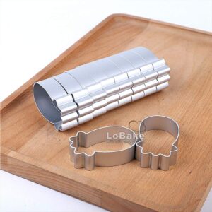 LoBake Pineapple shape Aluminium Press Cookie Cutter with Handle Stamp Metal Biscuit Mold Fondant Presser for Baking Set