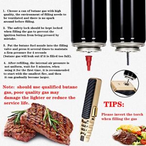 Butane Kitchen Torch Lighter - Refillable Culinary Cooking Torch with Lock and Adjustable Flame, for Creme Brulee,Desserts, BBQ and Baking (Butane Gas Not Included)