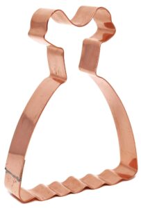pretty dress cookie cutter 3.25 x 4 inches - handcrafted copper cookie cutter by the fussy pup
