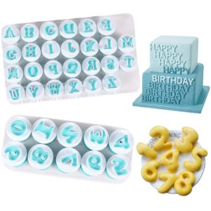 alphabet letter numbers cake mould set, benbo 36 pieces fondant cake sugar craft cookies stamp impress embosser plunger cookie cutter mold biscuit decorating tools
