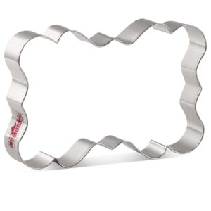 liliao large rectangle fancy plaque cookie cutter frame sandwich fondant biscuit cutter - 5 x 3.6 inches - stainless steel - by janka